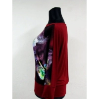 Bluzka MAXI kimono z fotonadrukiem kremowe róże